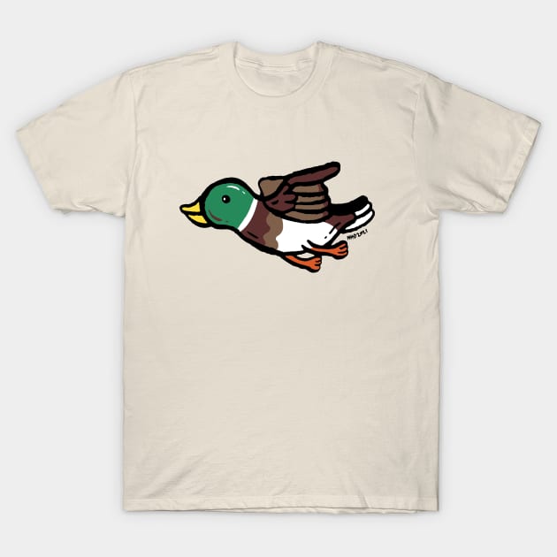 Male mallard duck flying T-Shirt by nokhookdesign